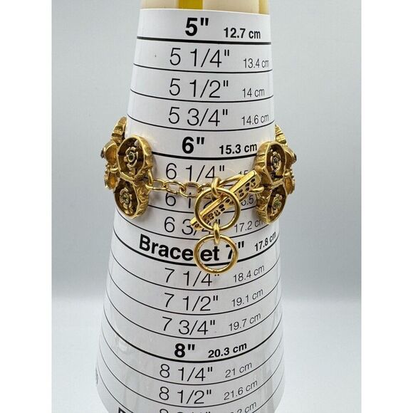 Premier Designs Brushed Yellow Gold Tone‎ Green Rhinestone Toggle Bracelet - Picture 8 of 10